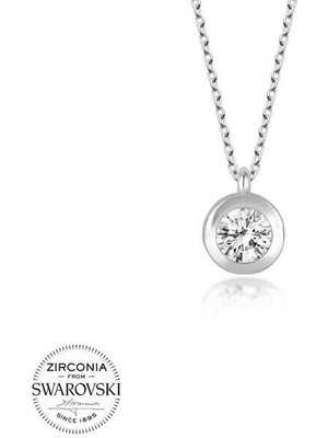   Taşlı Tek Taş 925 Ayar Gümüş Kolye