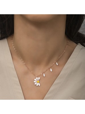 Rodyum Rose Papatya Seviyor Sevmiyor 925 Gümüş Ayar Kadın Kolye