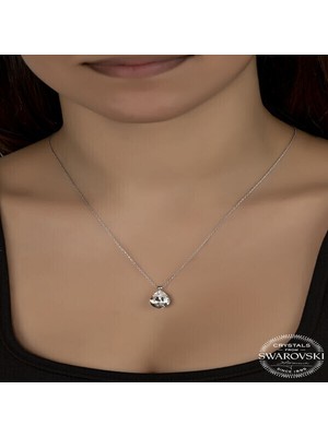  Crystal Taşlı  Damla 925 Ayar Gümüş Kolye