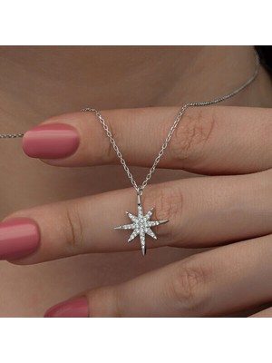 Kutup Yıldızı 925 Ayar Gümüş Kadın Kolye