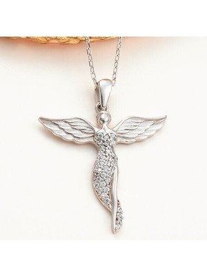 Melek Kanatlı 925 Ayar Gümüş Kolye