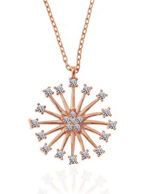 Rose Çiçek 925 Ayar Gümüş Kadın Kolye