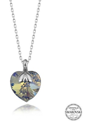  Crystal Taşlı Kalp 925 Ayar Gümüş Kolye