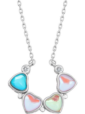 Renkli Açılabilen Yonca 925 Ayar Gümüş Kadın Kolye