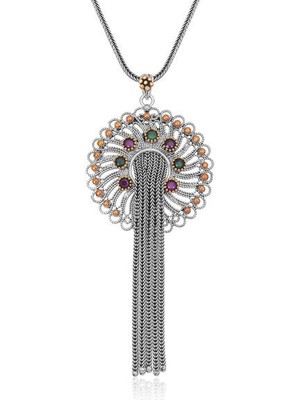 Telkari Zümrüt 925 Ayar Gümüş Kadın Kolye