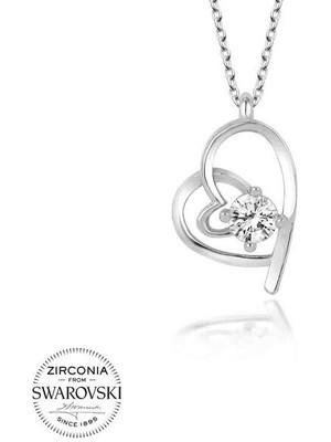  Taşlı  Kalp 925 Ayar Gümüş Kolye