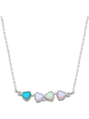 Renkli Açılabilen Kalp 925 Ayar Gümüş Kadın Kolye