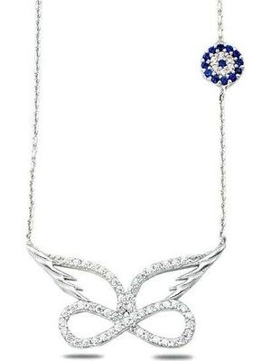 Sonsuzluk Melek Kanadı Nazarlı 925 Ayar Gümüş Kolye