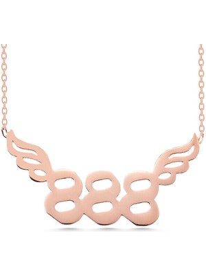 Rose Melek KANATLI888 Melek Sayısı 925 Ayar Gümüş Kolye