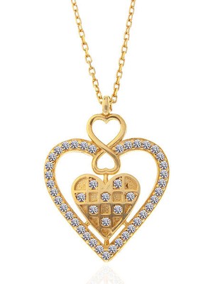 Gold Sonsuzluk Kalp 925 Ayar Gümüş Kolye