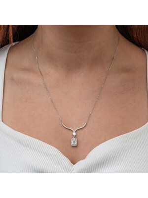 Baget Taşlı Gerdanlık 925 Ayar Gümüş Kadın Kolye