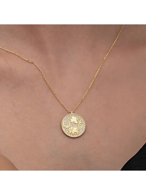 Gold Fil Motifli Şans 925 Ayar Gümüş Kadın Kolye