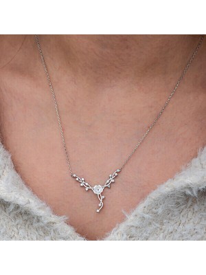 Manolya Çiçegi Sarmaşık 925 Ayar Gümüş Kadın Kolye