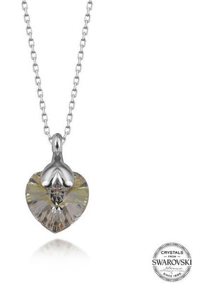  Crystal Taşlı Kalp 925 Ayar Gümüş Kolye