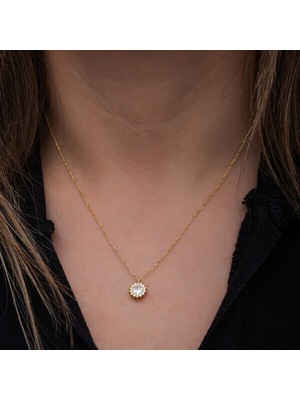 Gold Minimal Yuvarlak 925 Ayar Gümüş Kadın Kolye