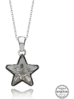  Crystal Taşlı  Top Zincir Siyah Elmas 925 Ayar Gümüş Kolye