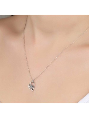  Taşlı  Kalp 925 Ayar Gümüş Kolye