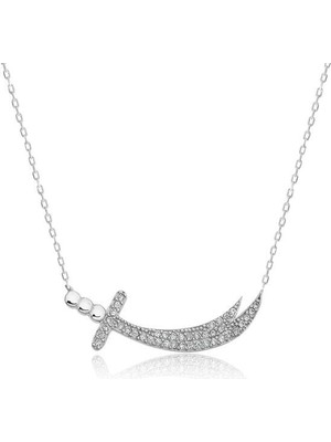 Zirkon Taşlı Zülfikar 925 Ayar Gümüş Kadın Kolye