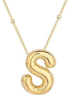 S Harfi Balon Gold  925 Ayar Gümüş Kadın Kolye