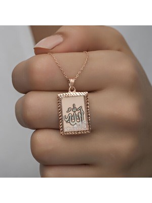 Rose Arapca Allah Muhammet Yazılı 925 Ayar Gümüş Kolye