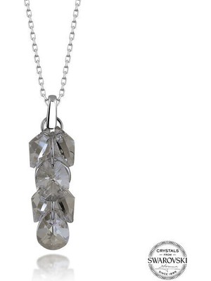  Crystal Taşlı Salkım 925 Ayar Gümüş Kolye