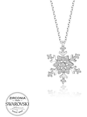  Taşlı Kar Tanesi 925 Ayar Gümüş Kolye