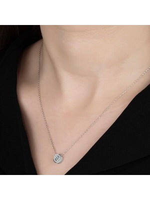  Tek Taş Çember  925 Ayar Gümüş Kolye