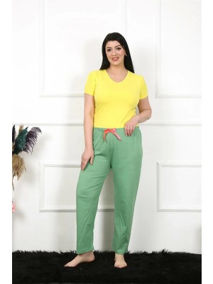 Kadın Pamuklu Büyük Beden Alt Pijama Yeşil