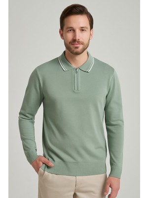 Erkek Polo Yaka Fermuarlı Kazak 1036