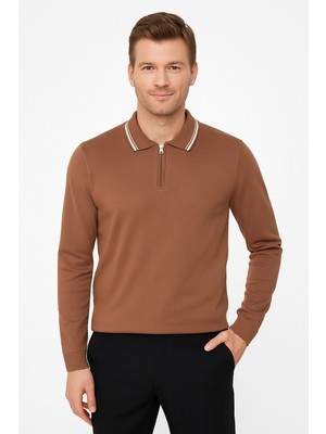 Erkek Polo Yaka Fermuarlı Kazak 1036