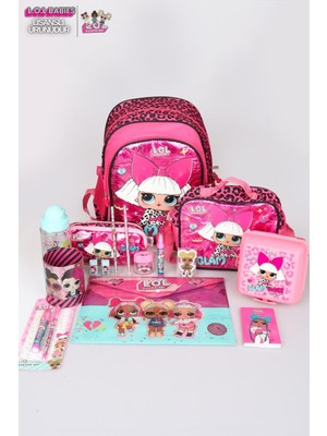 Renkli Lol Sürpriz Okul Seti, Kalemlik, Beslenme Çantası, Matara ve Kâğıtlı.