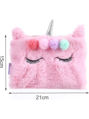 Pembe Peluş Unicorn Kalemlik, Şık ve Kullanışlı Okul Çantası, Kız Çocukları Için.