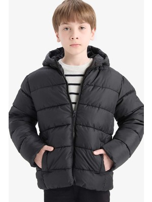 DeFacto Su Geçirmez Kapüşonlu Fermuarlı Şişme Mont Erkek Çocuk A1875A825AU