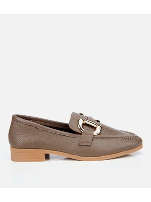Hotiç Kadın Deri Vizon Tokalı Klasik Loafer