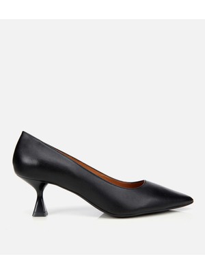 Hotiç Kadın Deri Siyah Esnek Tabanlı İnce Topuklu Stiletto