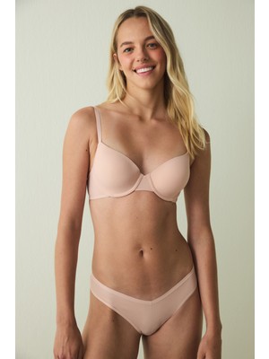 Açık Gül Kurusu Balenli Toparlayıcı Dolgusuz Çıkarılabilir Askılı Sütyen