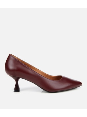 Hotiç Kadın Deri Bordo Esnek Tabanlı İnce Topuklu Stiletto