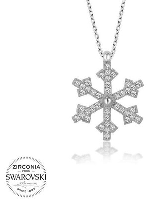 Tutaste Jewellery Taşlı Kar Tanesi 925 Ayar Gümüş Kolye
