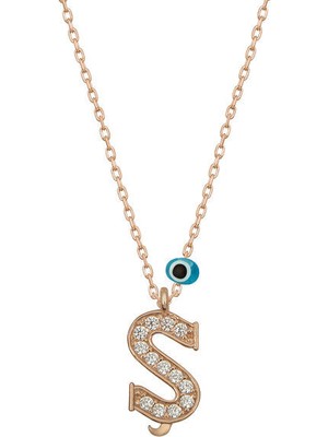Tutaste Jewellery Ş Harfi Rose  925 Ayar Gümüş Kadın Kolye