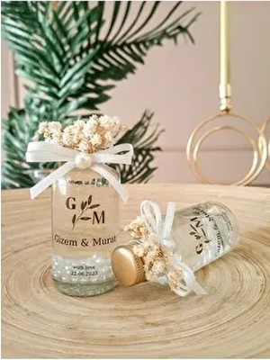 Şık Etiketli Hediyelik Kolonya Şişesi, Cam Şişe Kolonya, Söz, Nişan, Nikah Hediyeliği (15 Adet)