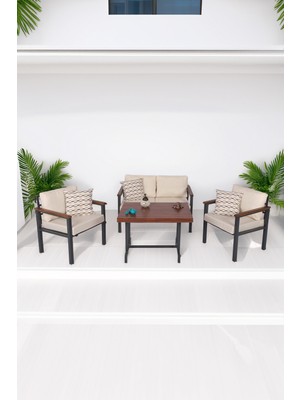Neokas Balkon Mobilyası, Metal Oturma Grubu, Balkon Seti, Kafe Koltuğu, Bekeleme Alanı Koltuğu,  1 + 1 + 2 + M
