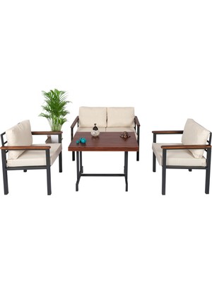 Neokas Balkon Mobilyası, Metal Oturma Grubu, Balkon Seti, Kafe Koltuğu, Bekleme Alanı Koltuğu,  1 + 1 + 2 + M