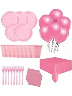 Mini Party Store 25 Kişilik Ekonomik Pembe Konseptli Doğum Günü Parti Seti