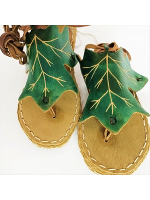 Maraş Market Dikişli Bağcıklı Yeşil Sandalet