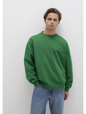 Mavi Silikon Logo Baskılı Yeşil Bisiklet Yaka Sweatshirt 0S10415-85916