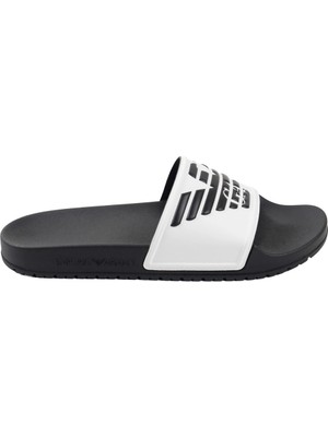 Emporio Armani XVPS04-XN747-D287 Erkek Terlik Siyah Beyaz