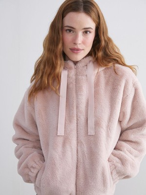 Kapüşonlu Kadın Kürk Kaban  (W5)