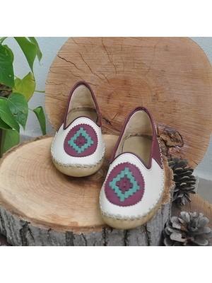 Maraş Market Bordo Krem Nakışlı - Babet