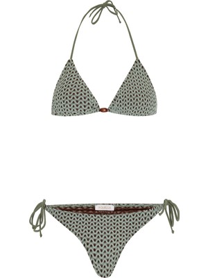 Örme Yeşil Üçgen Bikini Takım