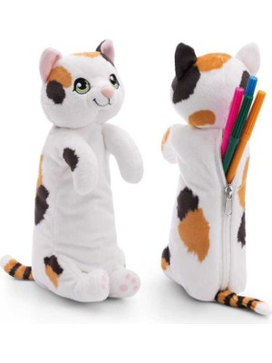 Nici Puchimals Lucky Cat Kalem Kutusu Fermuarlı Yumuşak Peluş 11 cm Kapasiteli Sevimli Tasarım